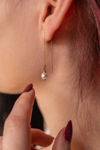 Threader Pearl Earrings ( Available in Sterling Silver & 14K Gold Filled )