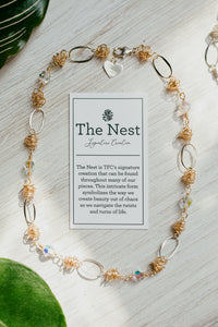 Sparkling Nest Necklace W/ Sterling Links (Swarovski Crystals or Pearls) ~ ( Available in Sterling Silver & 14K Gold Filled )