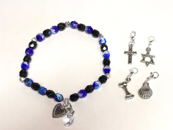 Blue Line Charmed Bracelets (Available in Blue, Black, and Mixed)